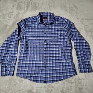 Untuckit Long Sleeve Button Up Shirt Men's Large Slim Fit 100% Cotton Blue Plaid